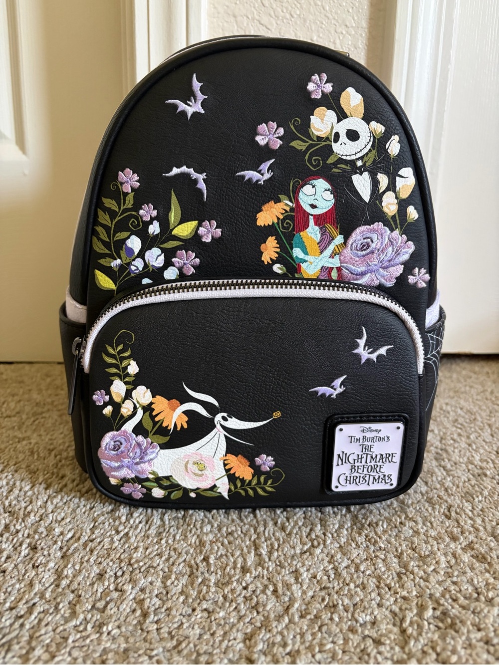 Loungefly Black The Nightmare Before Christmas Floral Mini Backpack